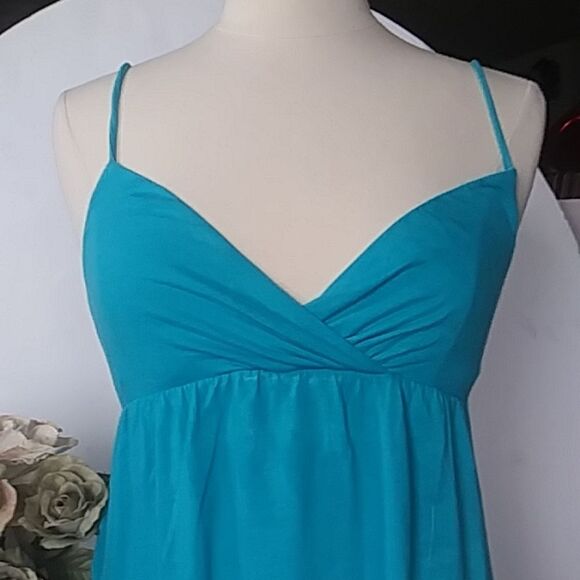 Dress Mossimo Teal Blue  Green Empire Waist Sundress Babydoll T Shirt Fabric S - Picture 3 of 5